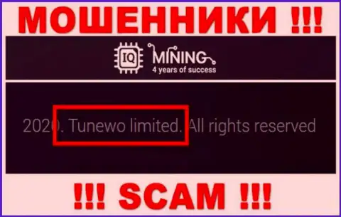 Мошенники IQ Mining написали, что Tunewo Limited владеет их лохотронным проектом