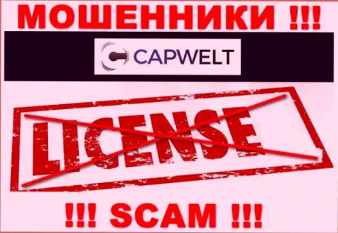 Совместное сотрудничество с мошенниками CapWelt не приносит заработка, у этих кидал даже нет лицензии на осуществление деятельности
