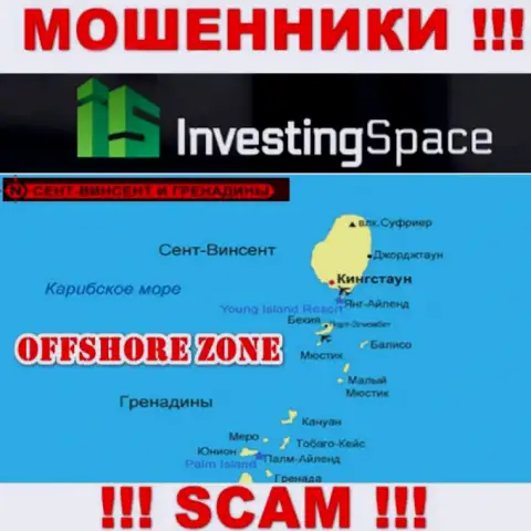 Investing Space LTD находятся на территории - St. Vincent and the Grenadines, избегайте совместного сотрудничества с ними