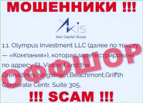 Адрес регистрации аферистов AxisCapitalGroup в оффшоре - Садовническая ул., 14, Москва, 115035, эта информация размещена у них на официальном сайте