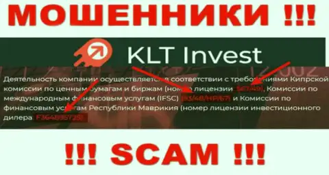 Хоть KLTInvest Com и размещают на сайте лицензионный документ, помните - они в любом случае АФЕРИСТЫ !
