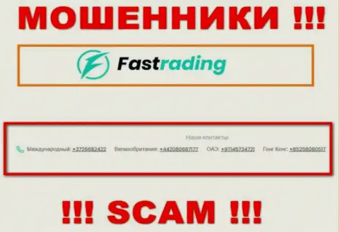 FasTrading Com хитрые internet мошенники, выкачивают денежные средства, трезвоня наивным людям с различных номеров телефонов