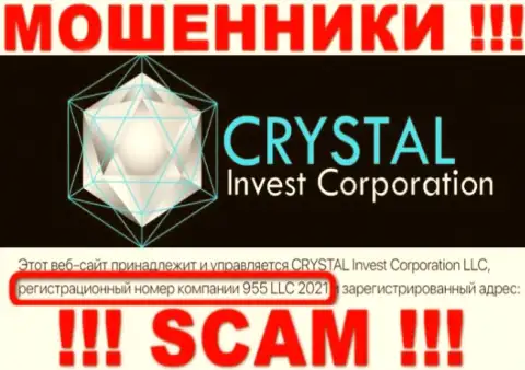 Регистрационный номер организации Crystal Invest Corporation, возможно, что ненастоящий - 955 LLC 2021