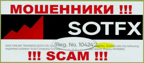 Как представлено на официальном сайте мошенников Sot FX: 10424 - это их номер регистрации