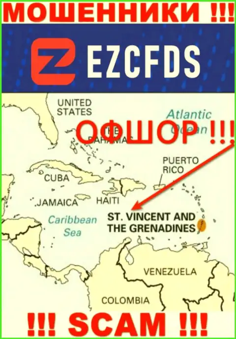 Сент-Винсент и Гренадины - оффшорное место регистрации аферистов EZCFDS, опубликованное на их сайте