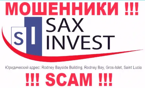 Денежные вложения из компании SaxInvest Net забрать назад не выйдет, потому что пустили корни они в оффшоре - Rodney Bayside Building, Rodney Bay, Gros-Islet, Saint Lucia