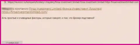 Автор отзыва сообщает, что FinsaInvestmentLimited - это ШУЛЕРА ! Взаимодействовать с которыми довольно-таки опасно