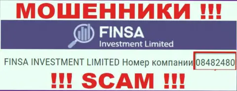Как представлено на web-сайте мошенников FinsaInvestmentLimited Com: 08482480 это их рег. номер