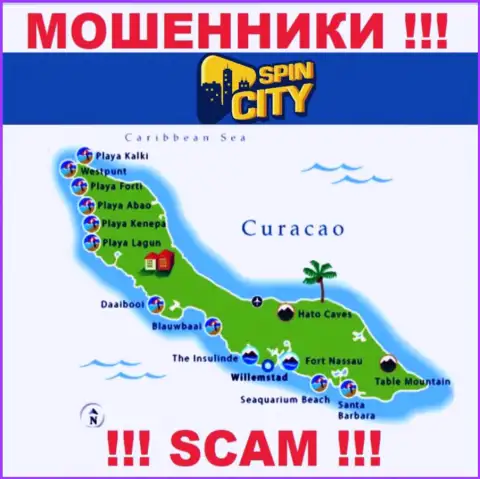 Официальное место базирования Казино-СпинСити Ком на территории - Curacao
