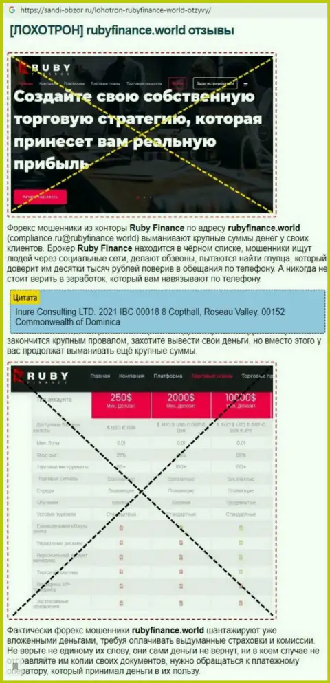 Разводняк в internet сети !!! Обзорная статья об неправомерных действиях интернет кидал RubyFinance