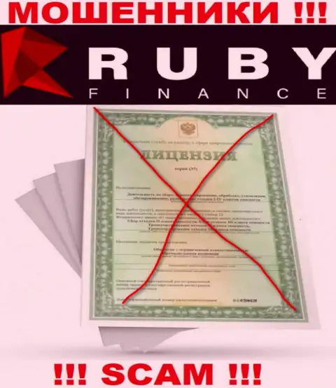 Работа с RubyFinance World будет стоить Вам пустых карманов, у этих жуликов нет лицензии на осуществление деятельности