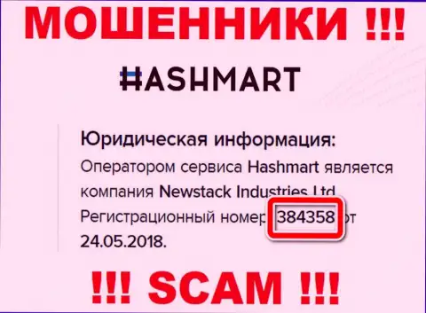 Hash Mart - это КИДАЛЫ, регистрационный номер (384358 от 24.05.2018) тому не мешает