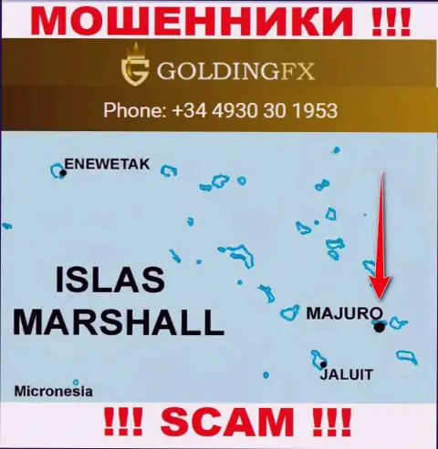 С мошенником Golding FX крайне опасно работать, они базируются в офшорной зоне: Маджуро, Маршалловы острова