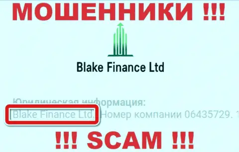 Юридическое лицо internet мошенников Blake Finance - это Blake Finance Ltd, информация с интернет-сервиса жуликов
