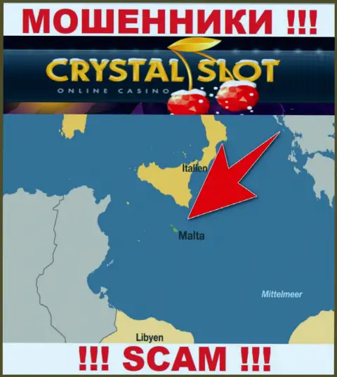 Malta - именно здесь, в оффшорной зоне, базируются мошенники CrystalSlot