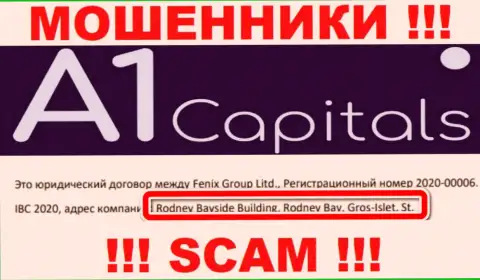 Все клиенты A1 Capitals однозначно будут оставлены без денег - указанные мошенники засели в офшоре: Rodney Bayside Building, Rodney Bay, Gros-Islet, St. Lucia