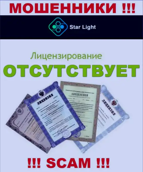 У компании StarLight 24 нет разрешения на ведение деятельности в виде лицензии - АФЕРИСТЫ