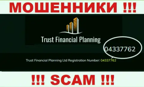 Номер регистрации мошеннической компании Trust Financial Planning - 04337762