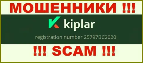 Рег. номер организации Kiplar, в которую финансовые активы рекомендуем не отправлять: 25797BC2020