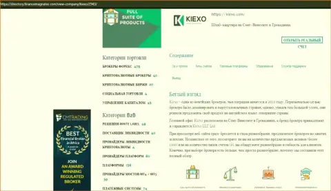 Материал об условиях для торгов Форекс организации Киехо Ком, представленный на информационном портале directory financemagnates com