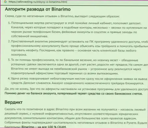 Binarimo Com - это internet-кидалы, которым финансовые средства перечислять не надо ни в коем случае (обзор)