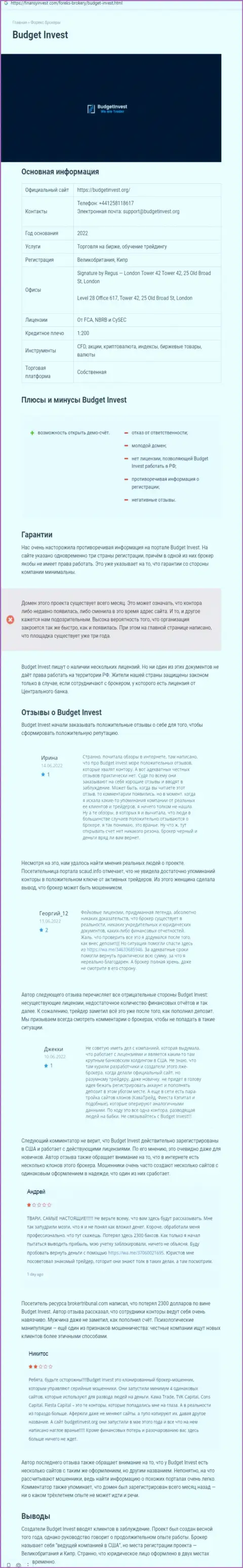Обзор scam-проекта Budget Invest - это МОШЕННИКИ !!!