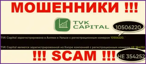 Осторожнее, наличие номера регистрации у организации TVK Capital (10506220) может оказаться уловкой