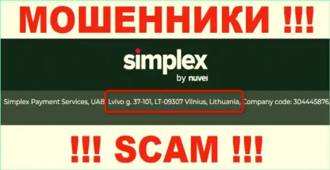 На онлайн-сервисе организации Simplex Payment Service Limited предоставлен липовый адрес это МОШЕННИКИ !!!