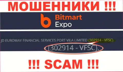 302914-VFSC - это регистрационный номер Bitmart Expo, который представлен на официальном сайте организации