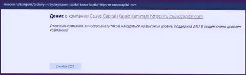 Дилинговая фирма Cauvo Capital представлена в отзыве на сайте ревокон ру