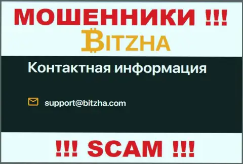 Адрес электронной почты мошенников Bitzha24, инфа с официального информационного ресурса