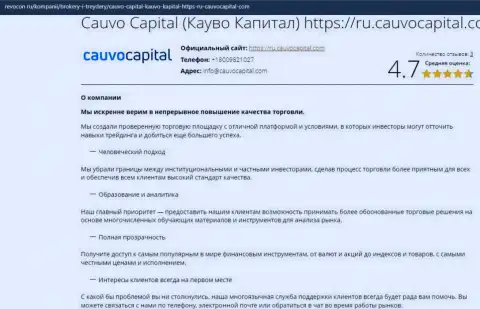 Информационная статья об деятельности брокерской компании CauvoCapital на веб-сайте Ревокон Ру