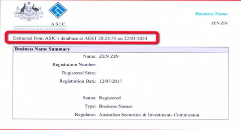 Документ, подтверждающий присутствие регистрации у биржевой компании Зиннейра
