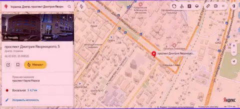 Проданный одним из служащих 770Капитал адрес расположения мошеннической форекс организации на Yandex Maps
