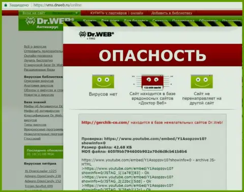 Свидетельствование того, что хакеры из Герчик и Ко внесли web-портал Gerchik-Co.Com в перечень ВИРУСОВАННЫХ !!!