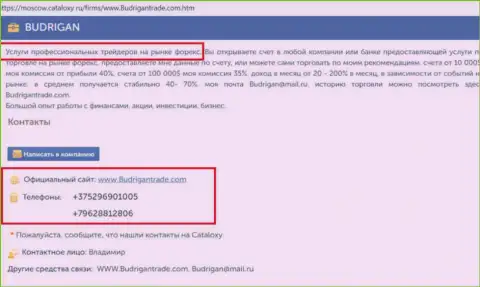 Телефонные номера воров BudriganTrade